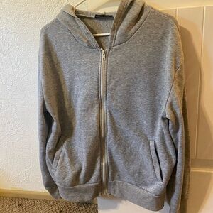 grey zip up hoodie